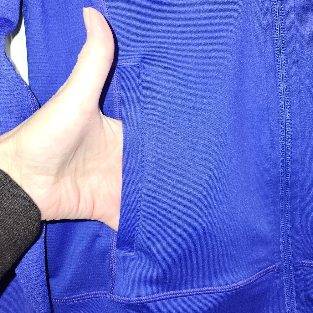 Adidas Vibrant Blue Full Zip Climalite Jacket Size S Front & Back Ruching Soft